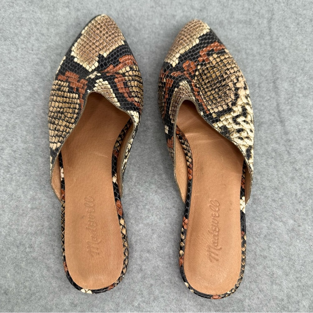 Madewell Remi Mules in Snake Embossed Leather Spiced Cider Multi Colorway Size 8 - Picture 3 of 9